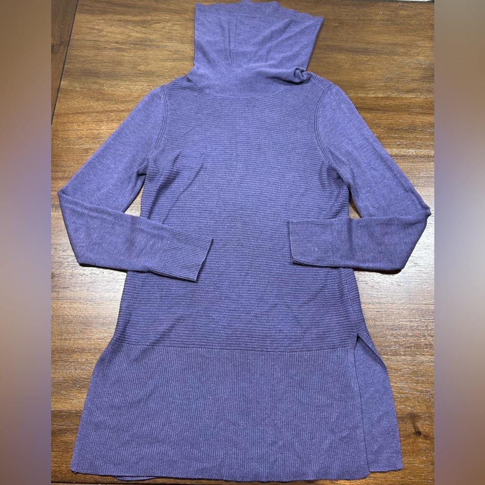 Adrienne Vittadini Size S Cowl Neck Purple Tunic Sweater